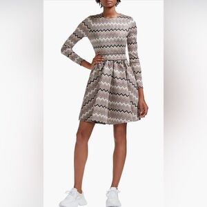 MAJE Royaume Long Sleeve Fit & Flare Dress In Ecru Size: 3/US L